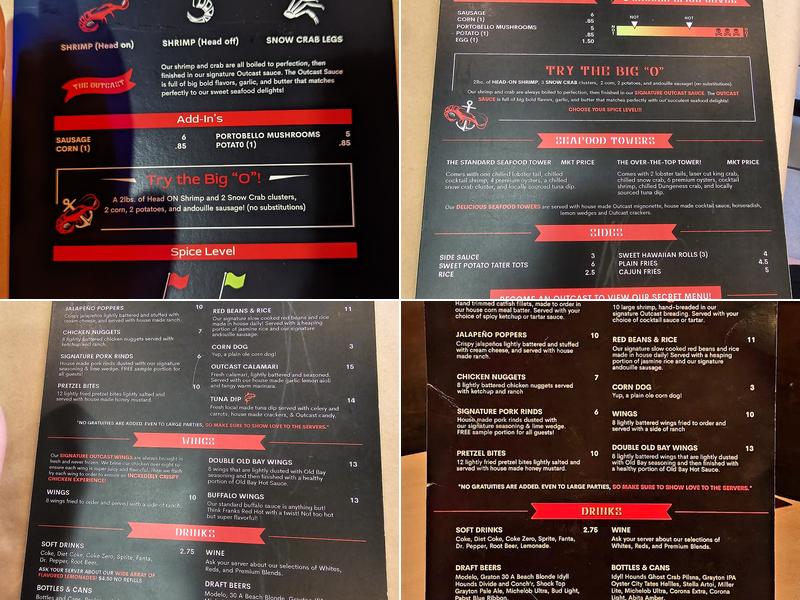 Outcast Seafood - Miramar Beach Menu