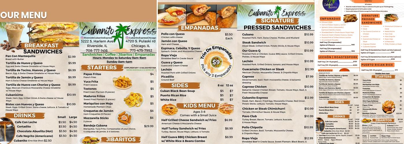 Cubanito Express Menu