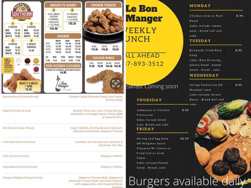 Le Bon Manger, LLC Menu