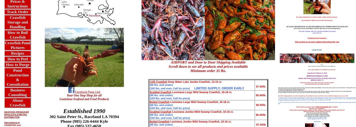 Kyle LeBlanc Crawfish Farms Menu