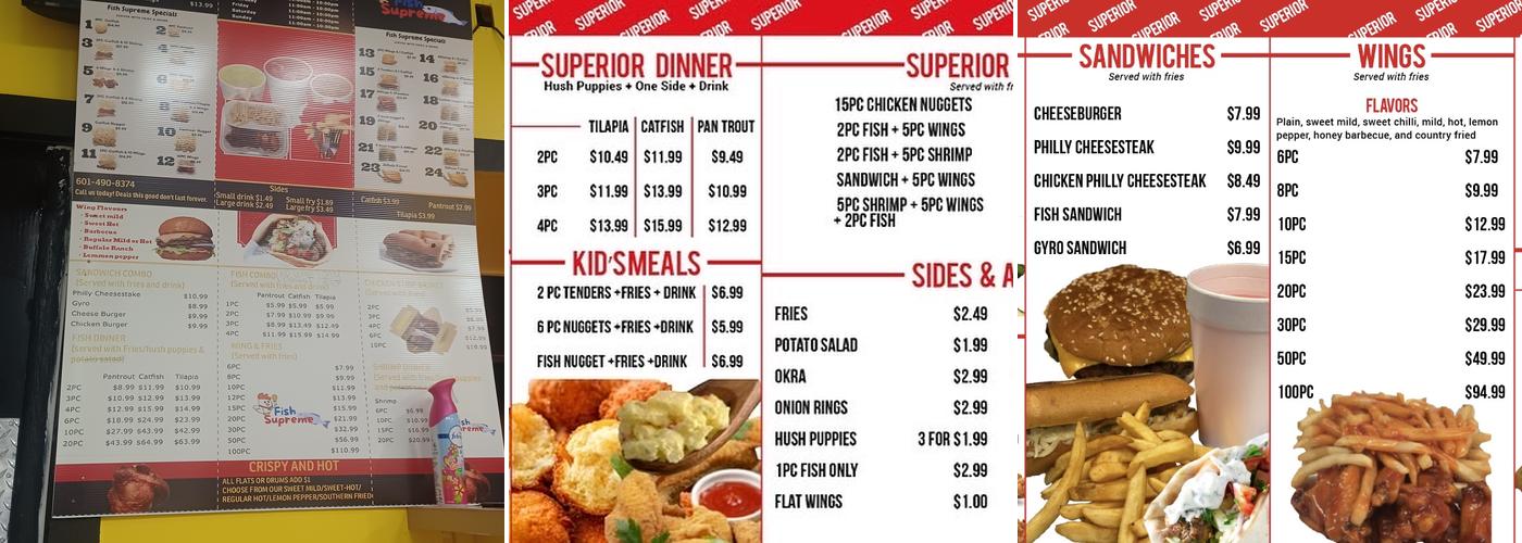Superior Eatery of Jackson Menu