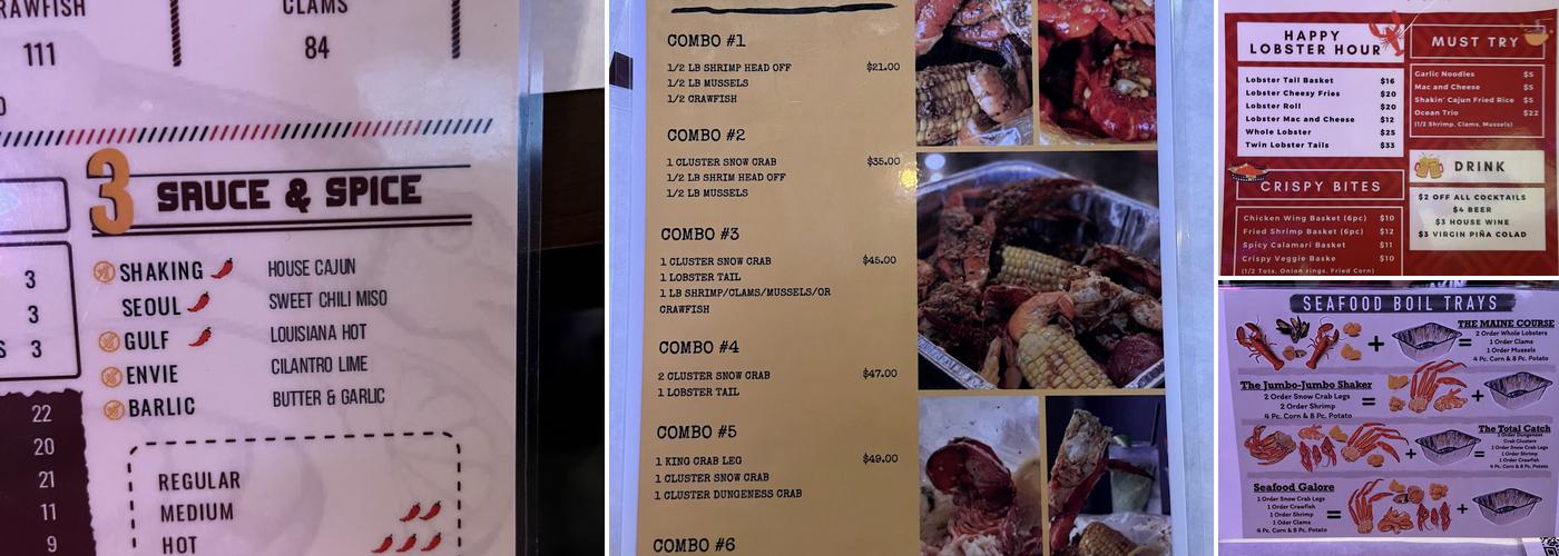 Shaking Crab (Union) Menu