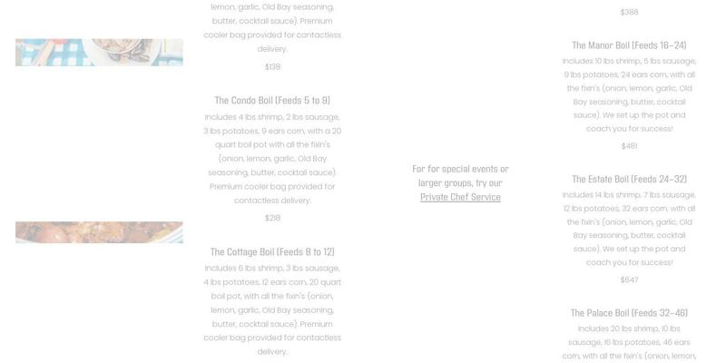 Firehouse Boil Delivery Menu