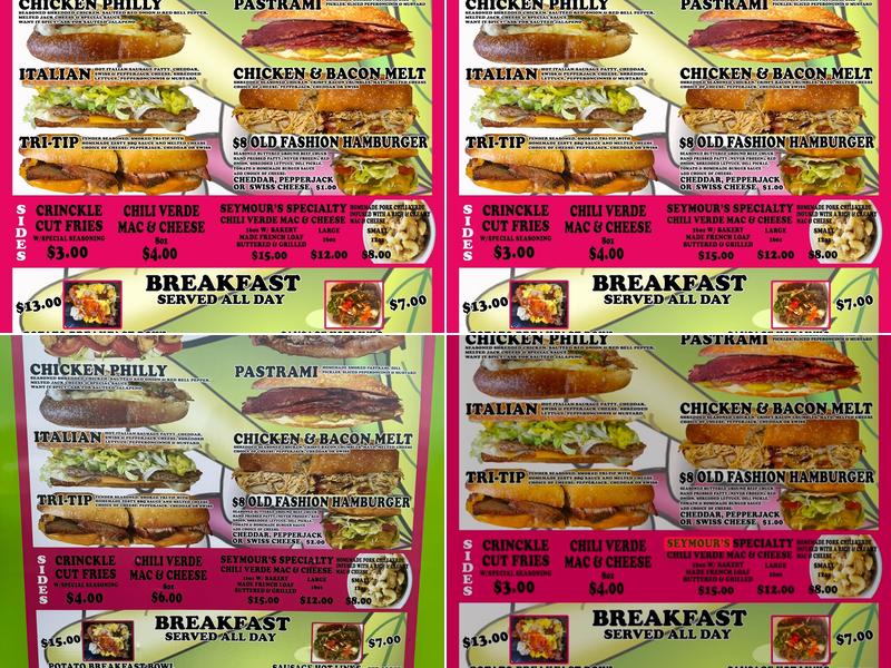 Seymour’s Samich Shoppe Menu