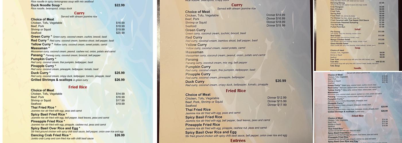 Dancing Crab Thai Menu