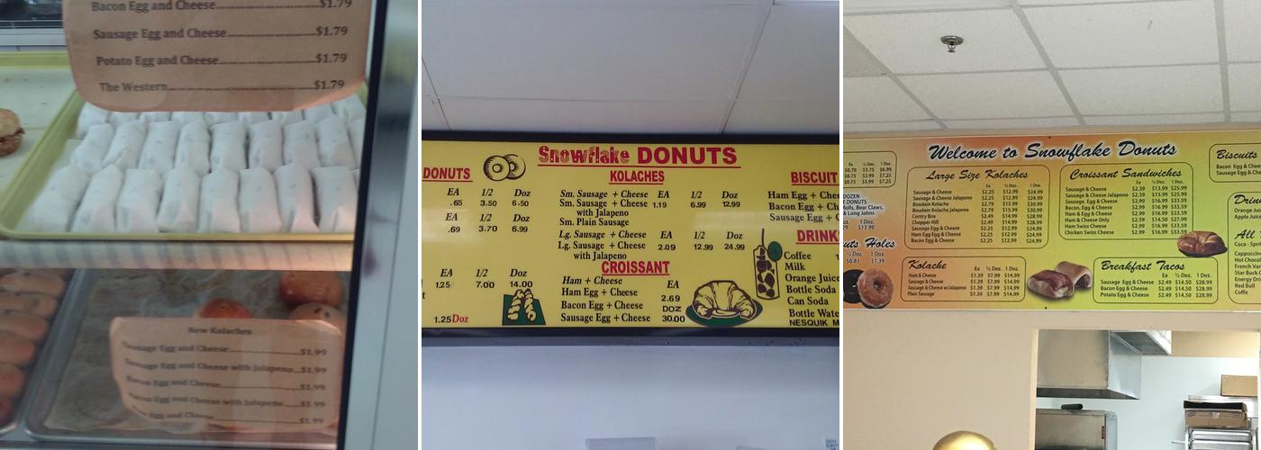 Snowflake Donut Menu