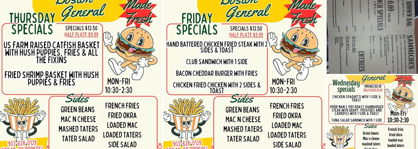 Boston General Store Menu