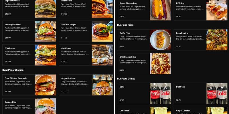 Bun Papa Menu