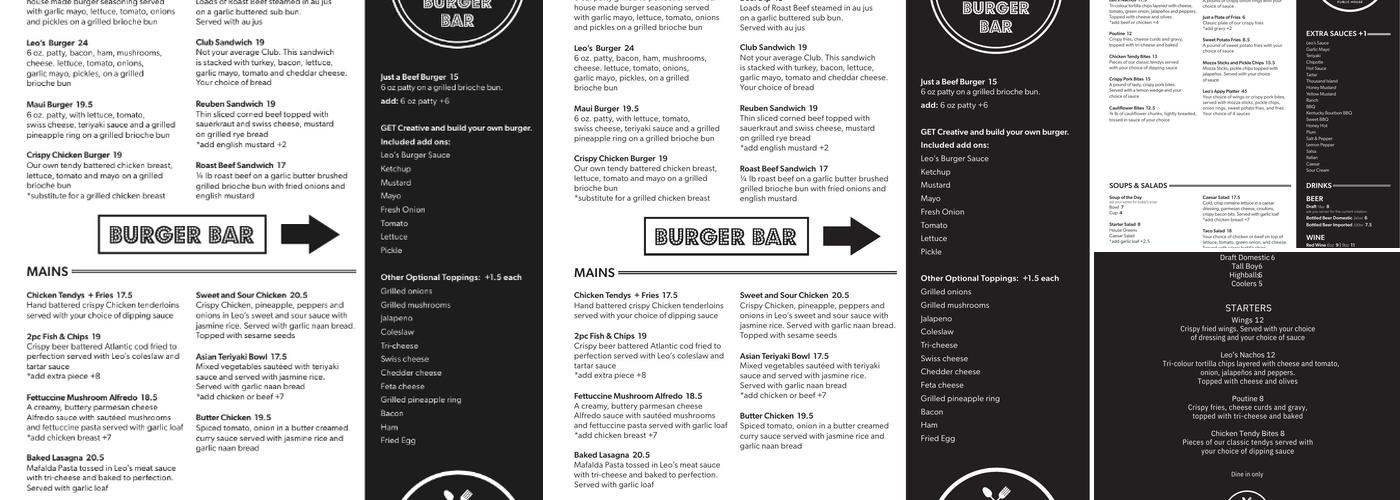 Leo's Kitchen +Bar Menu