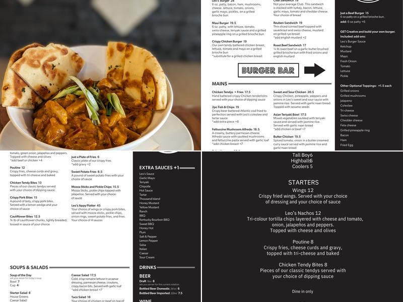 Leo's Kitchen +Bar Menu