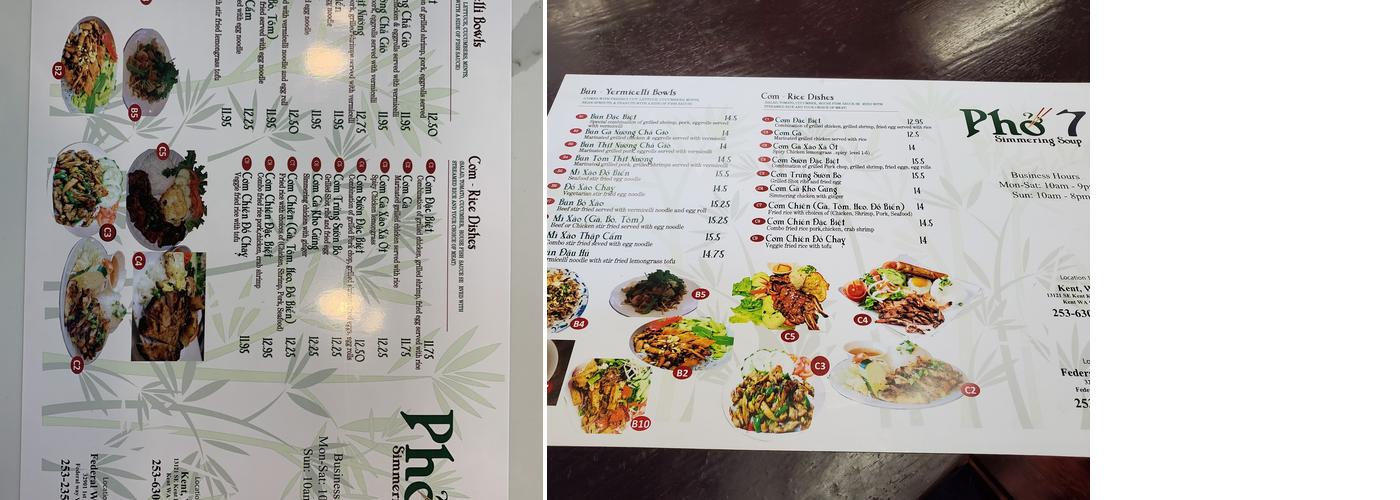 Pho 7 Menu