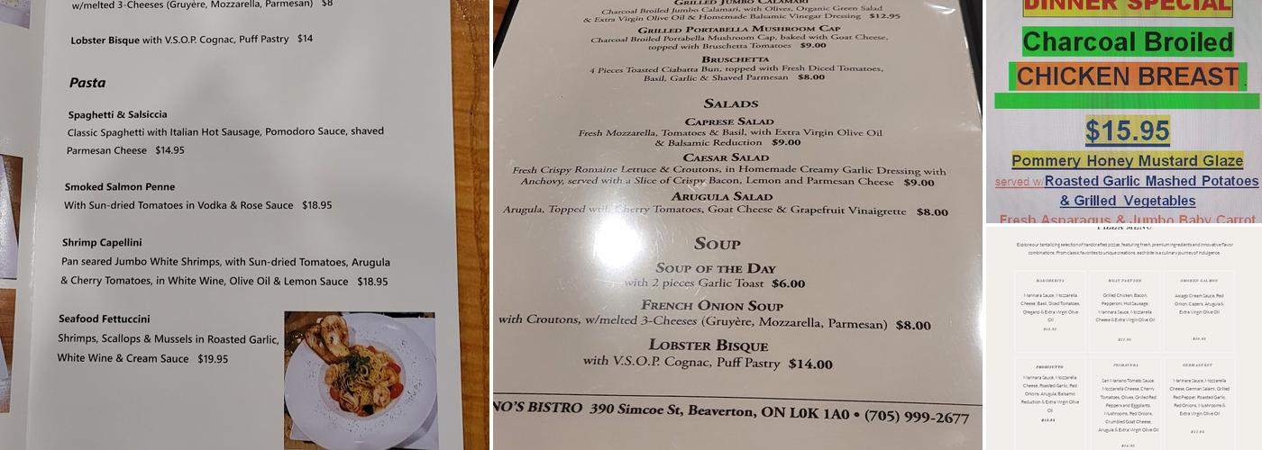 STEFANO'S BISTRO Menu