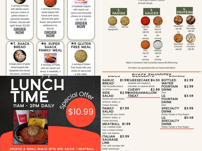 The Spaghetti Shack Menu