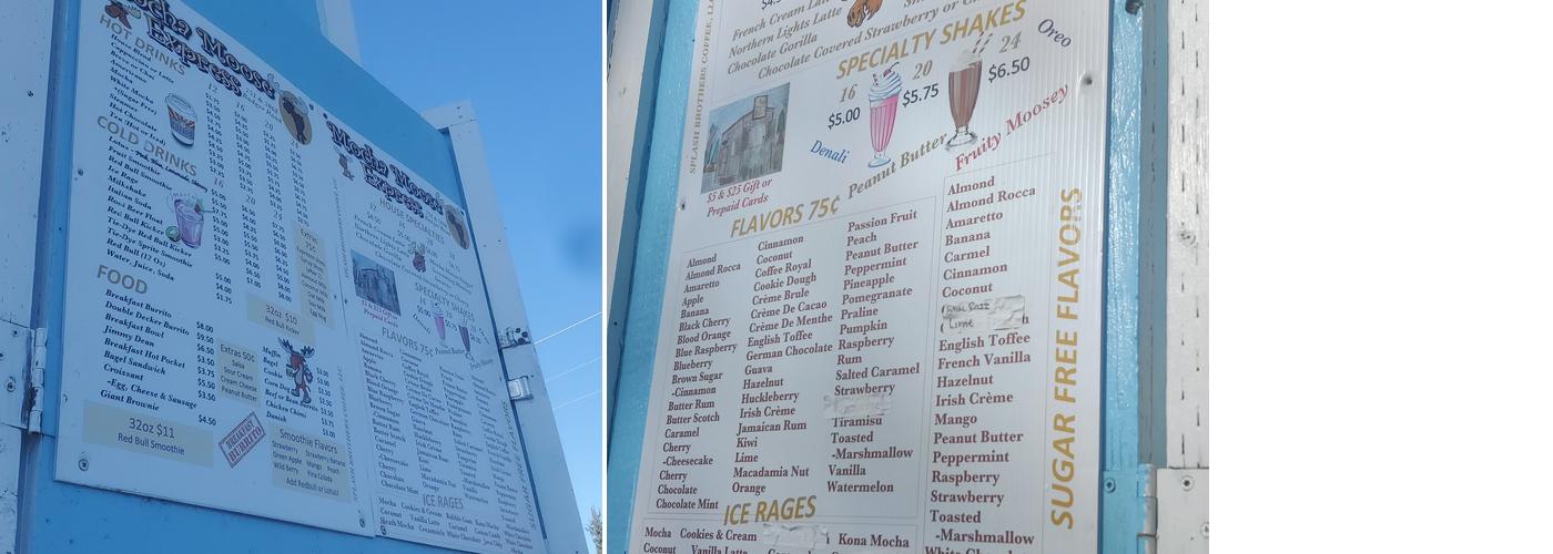 MOCHA MOOSE EXPRESS NORTH POLE Menu