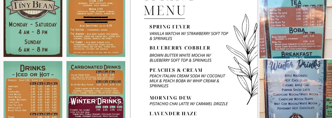 The Tiny Bean Coffee Co. Menu