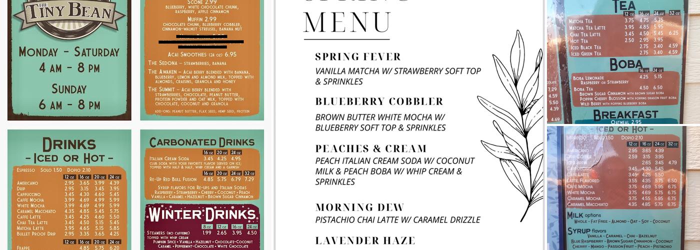 The Tiny Bean Coffee Co. Menu