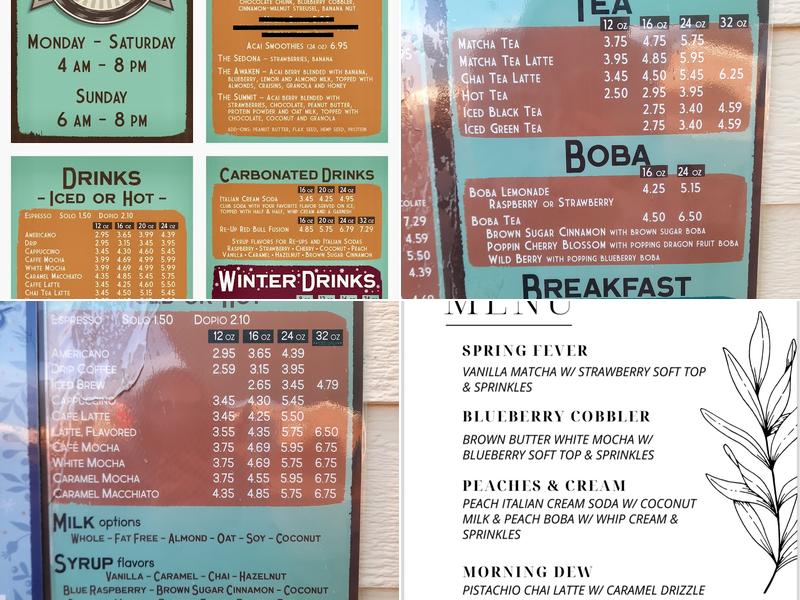 The Tiny Bean Coffee Co. Menu