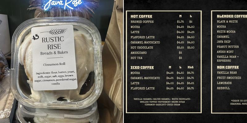 Java Rose Coffee Lounge Menu