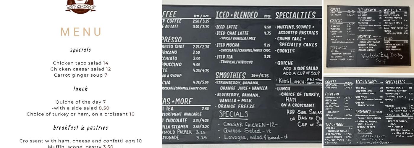 Holy Grounds Cafe Menu