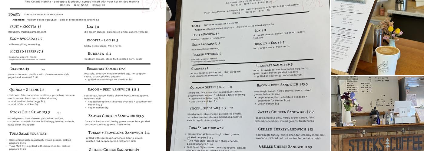 Sticks Coffee Menu