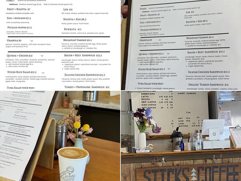 Sticks Coffee Menu