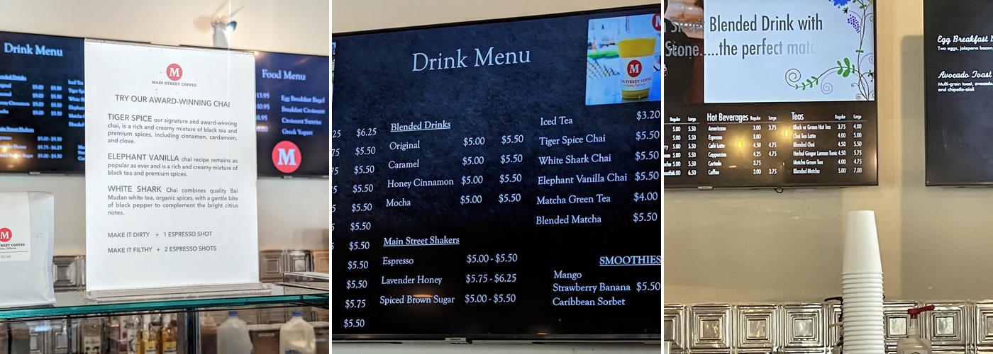 Main Street Coffee Company Menu