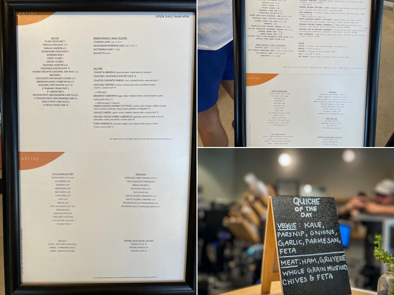 Tartine Pasadena Menu