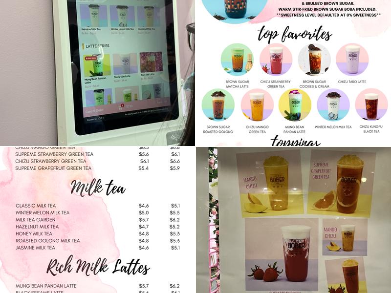 Bober Tea and Mochi Dough Menu
