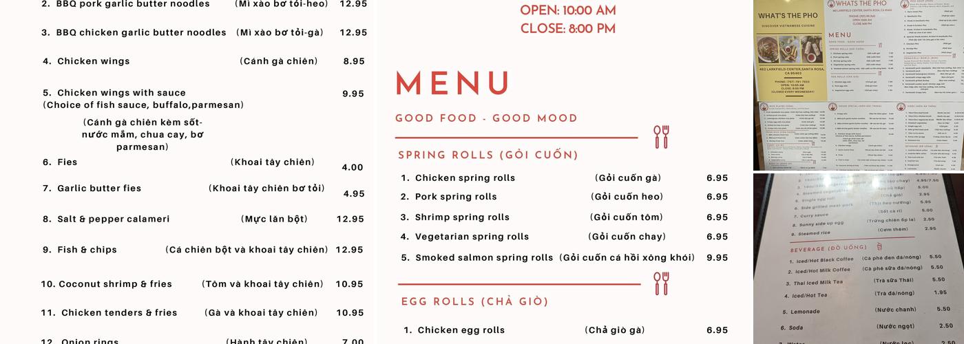 What's The Pho Menu