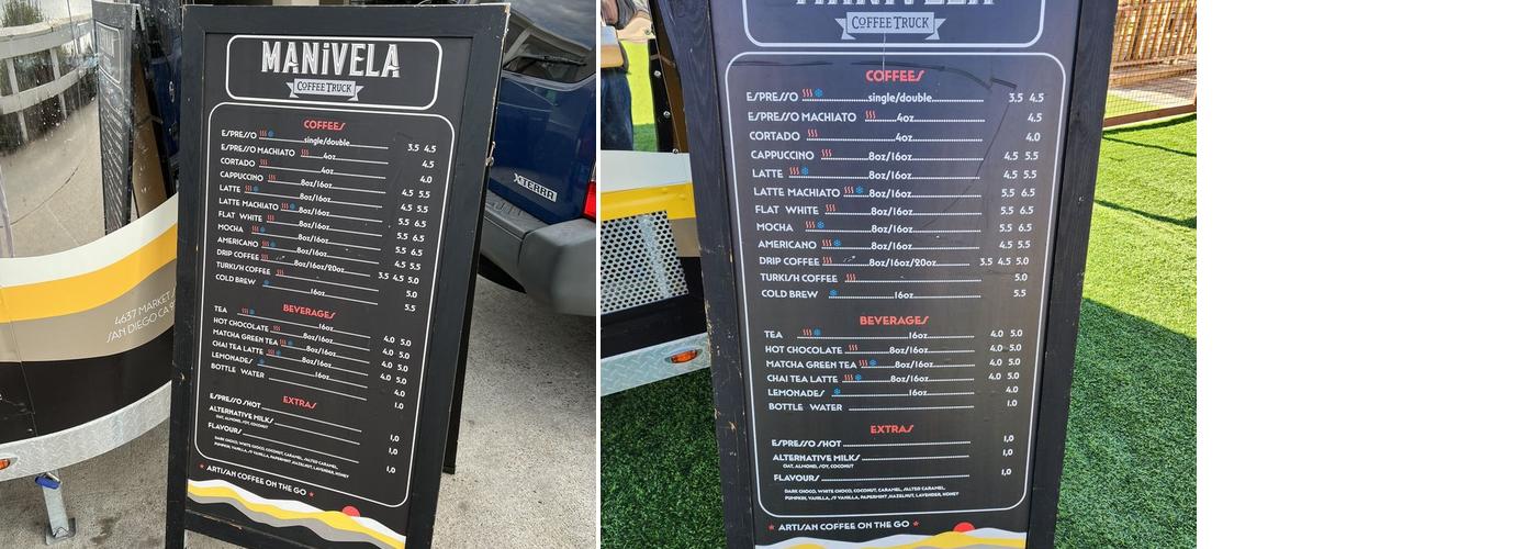 Manivela Coffee Truck Menu