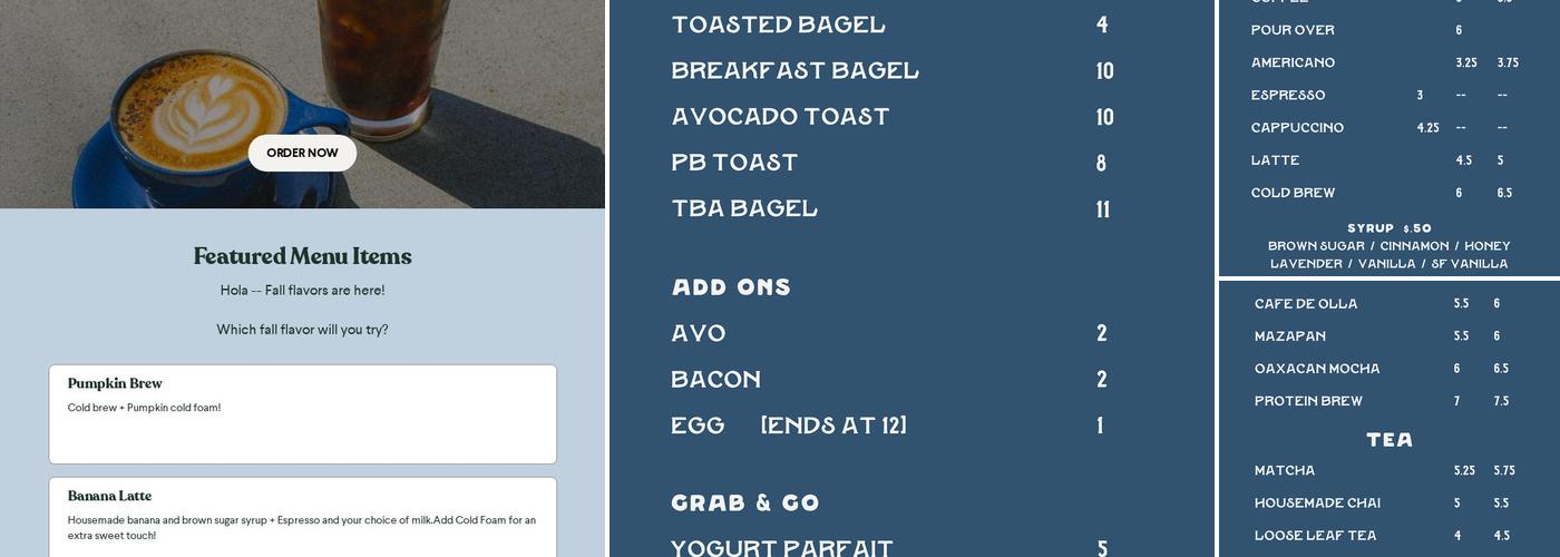 Hola Cafecito Menu