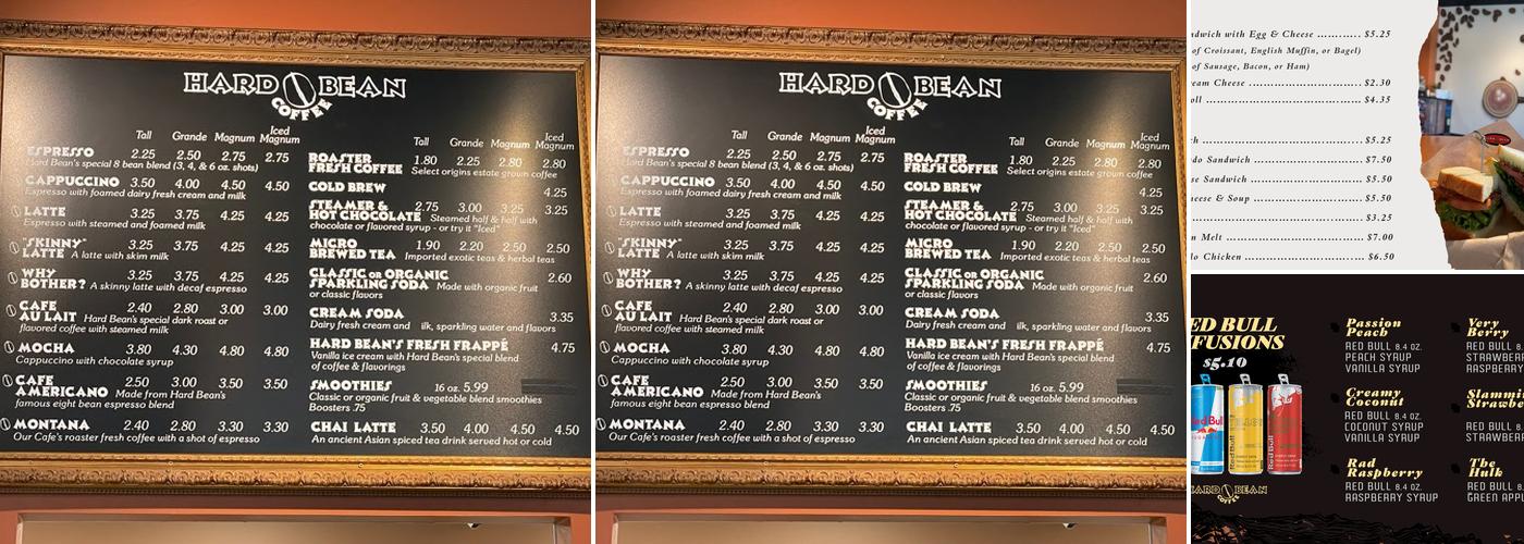 Hard Bean Coffee Menu