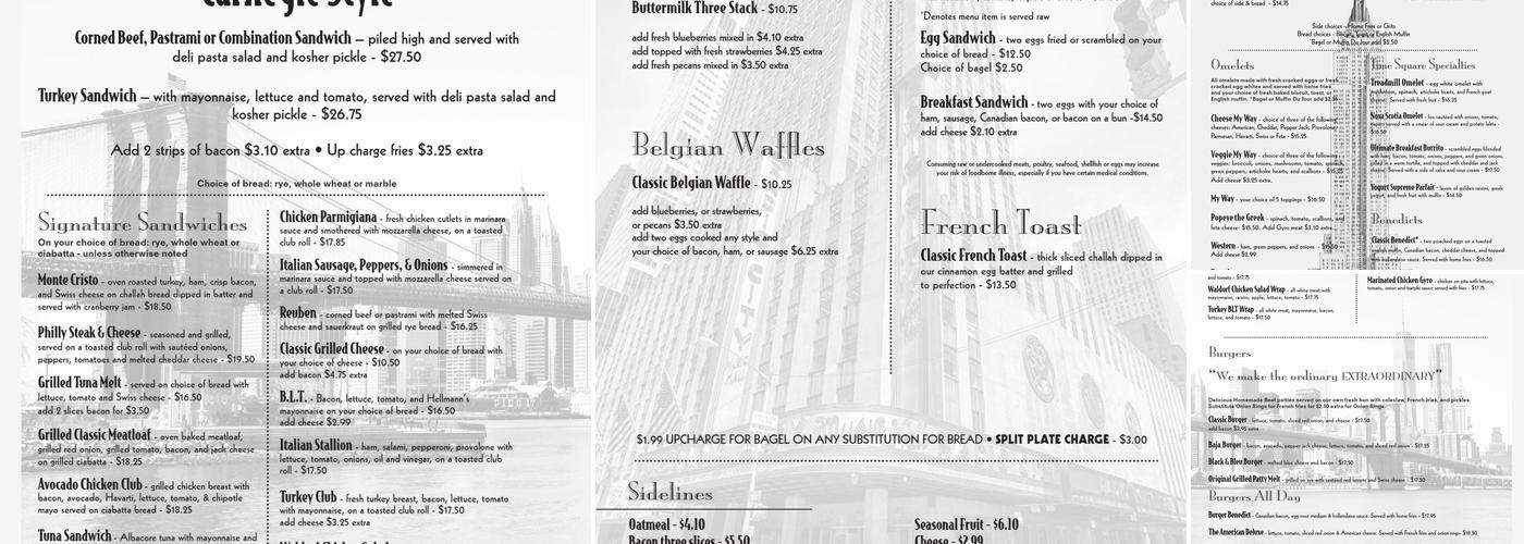 Time Square Pizza Menu