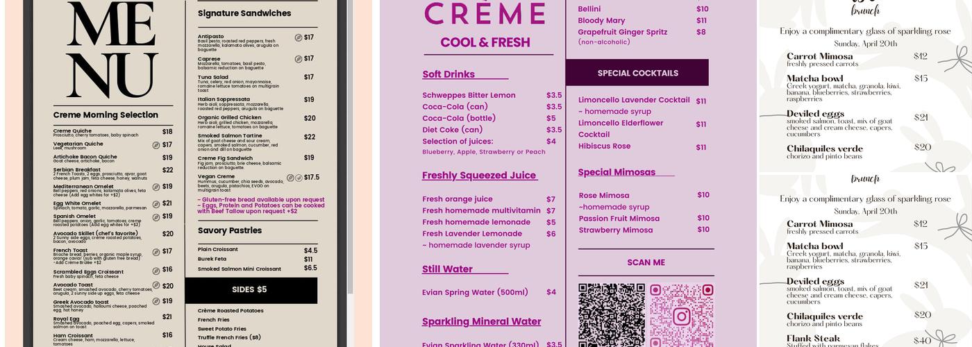 Cafe Creme de la Creme - Naples Menu