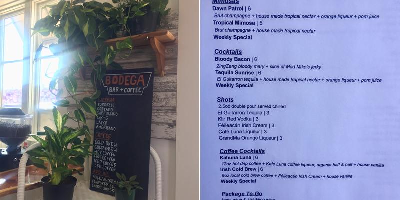 Bodega Bar + Coffee Menu
