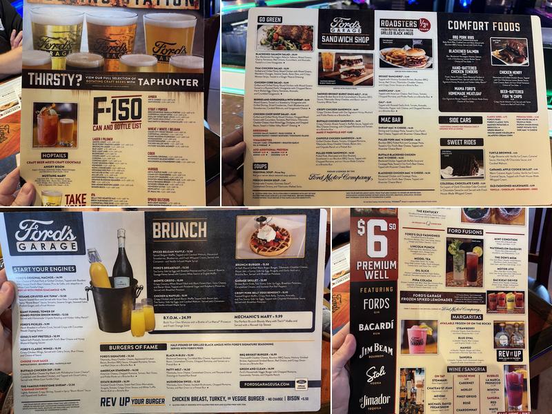 Ford's Garage Hamlin Menu