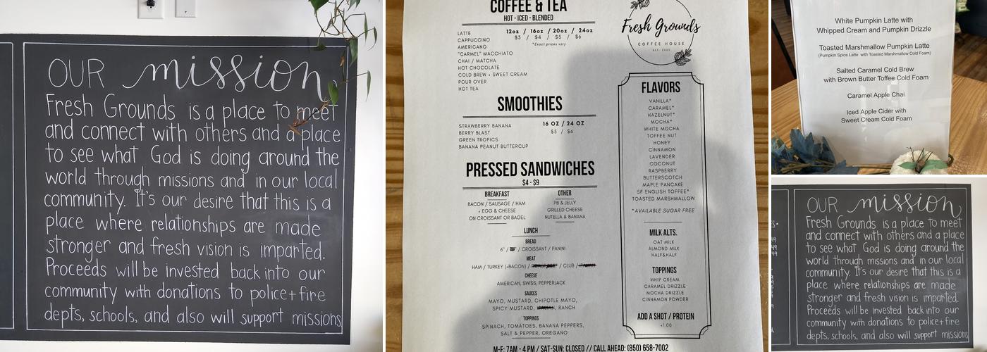 Fresh Grounds Coffee House Inc. Menu