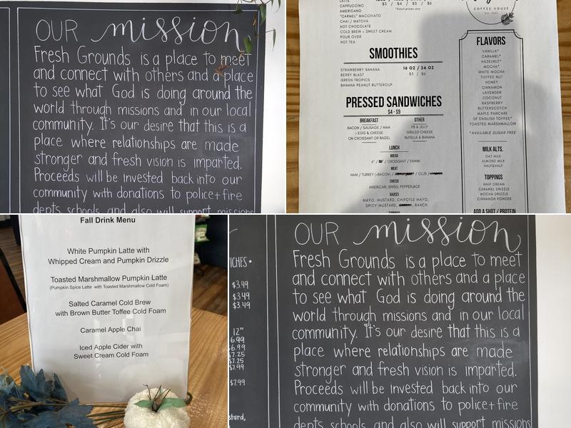 Fresh Grounds Coffee House Inc. Menu