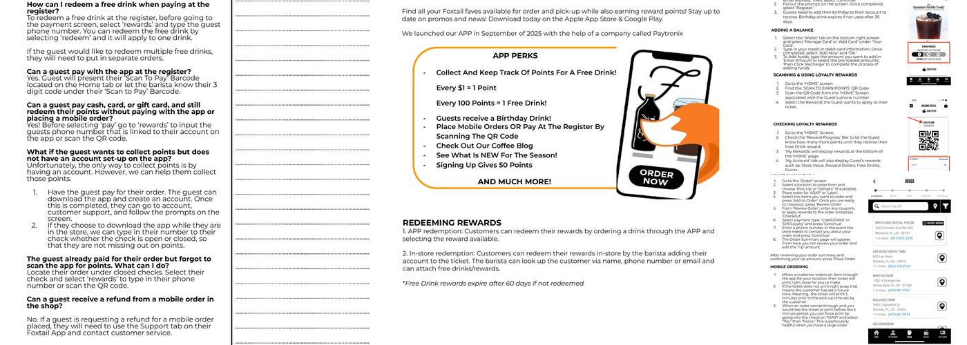 Foxtail Coffee Co. Menu