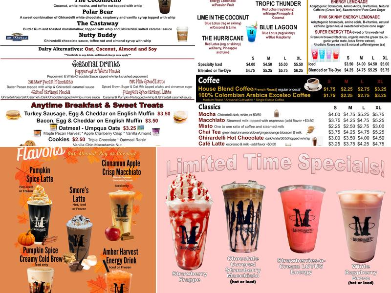 Mudslingers Drive-Thru Coffee Menu