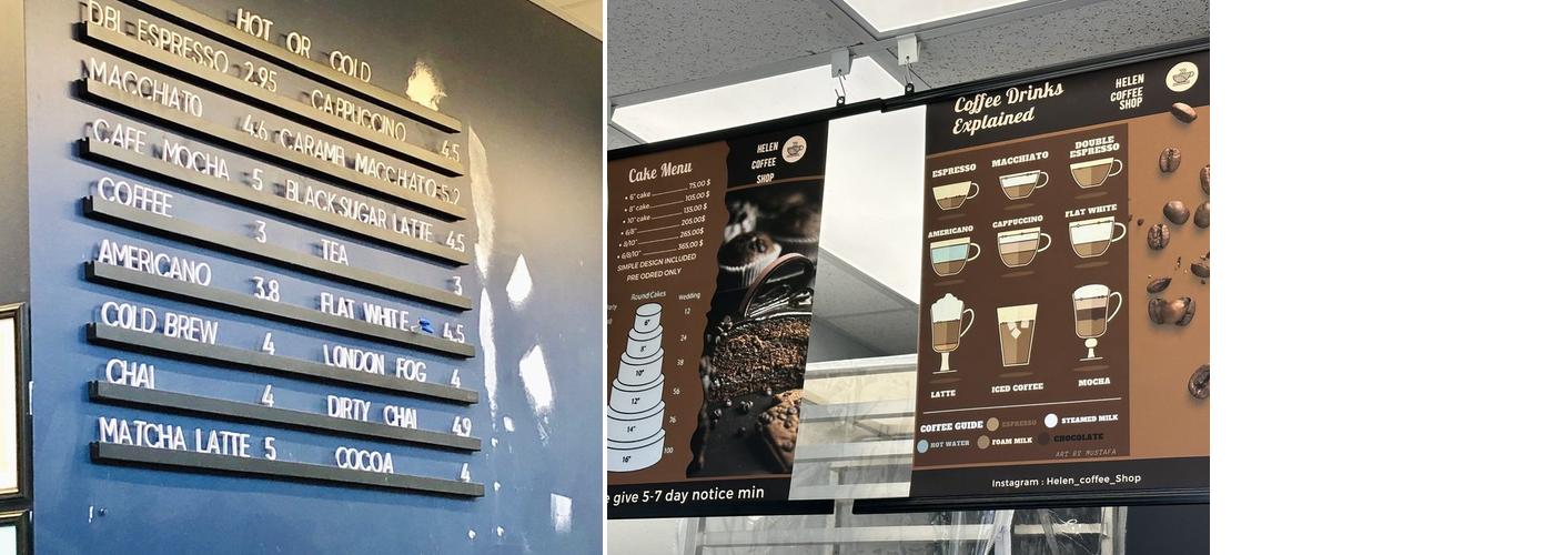 Helen Coffee Shop Menu