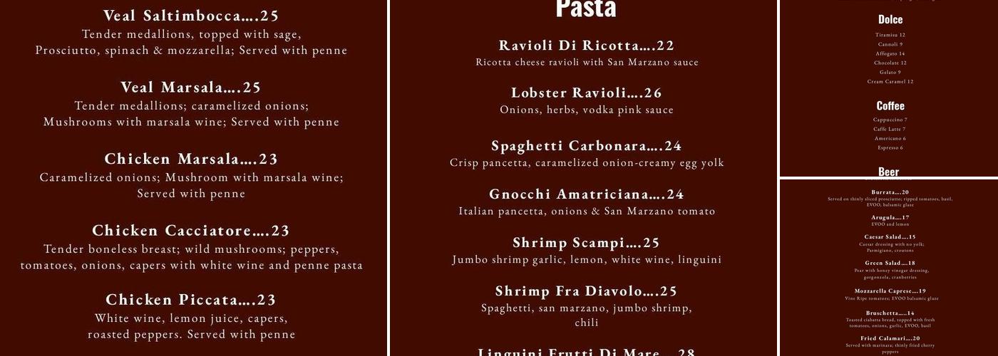 Isabella Restaurant Menu