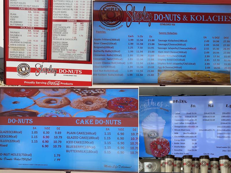 Shipley Do-Nuts Menu