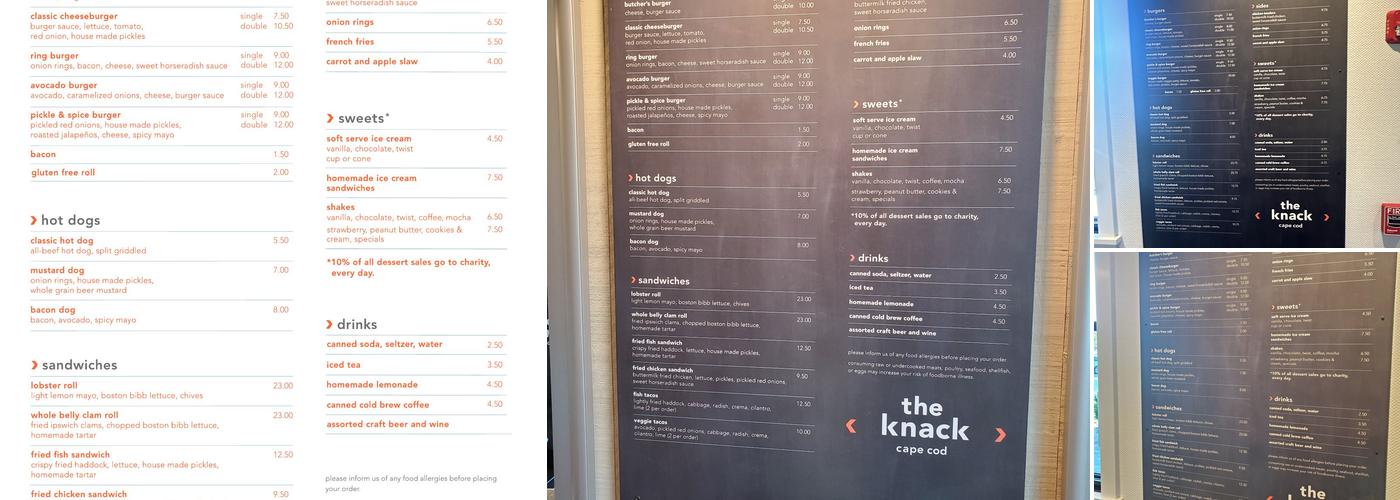 the knack hyannis Menu
