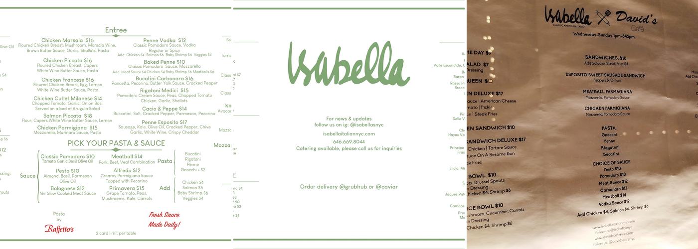 Isabella Menu