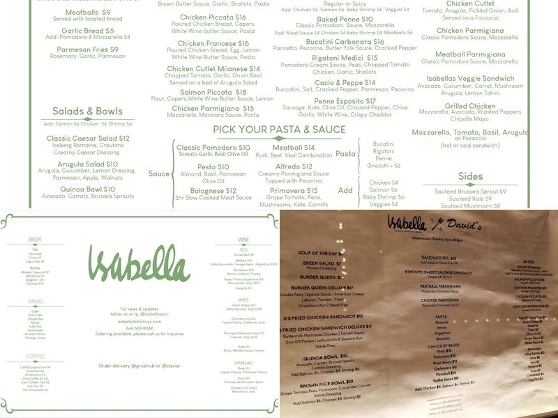 Isabella Menu