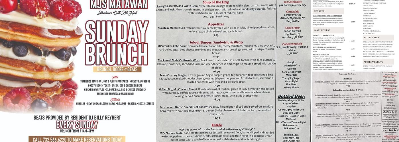 MJ's Restaurant Bar and Grill Long Branch Menu