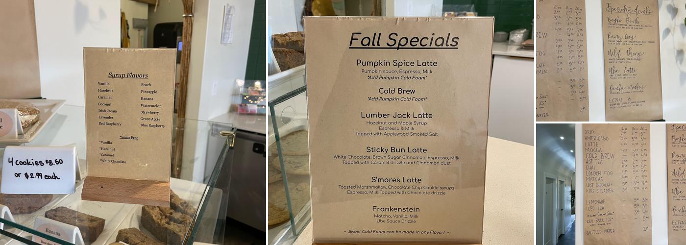 Overflow Coffee Co. Menu