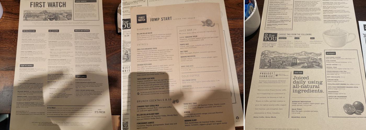 First Watch Menu