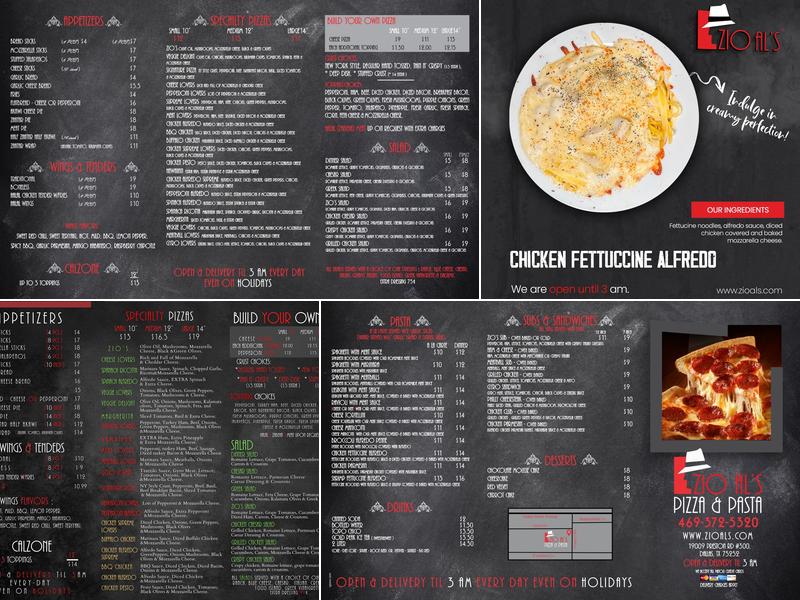 Zio Al's Pizza & Pasta - North Dallas Menu